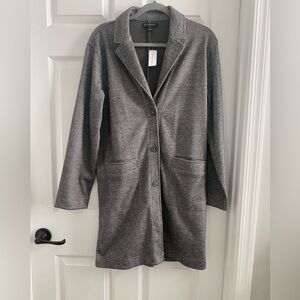 Banana Republic Gray Plaid Trench Coat Women's Size M - Grey